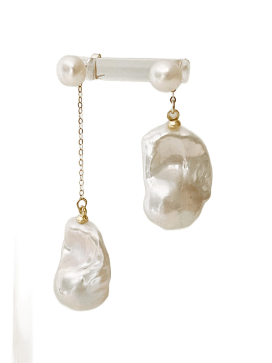 OuiPearl Baroque Earring  「未来可期」大巴洛克天然珍珠饅頭純銀耳環耳釘