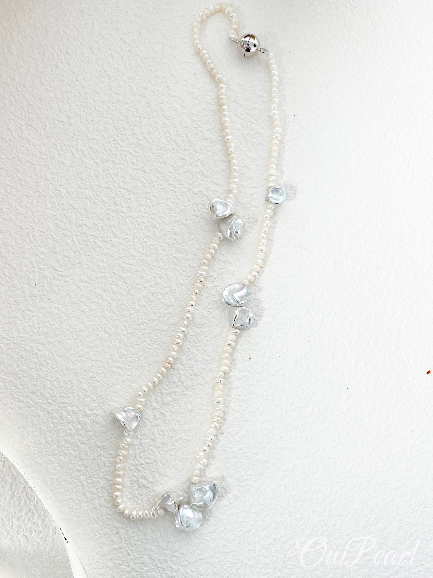 OuiPearl Baroque petal Necklace 花瓣天然珍珠純銀項鏈（鏈長40CM）