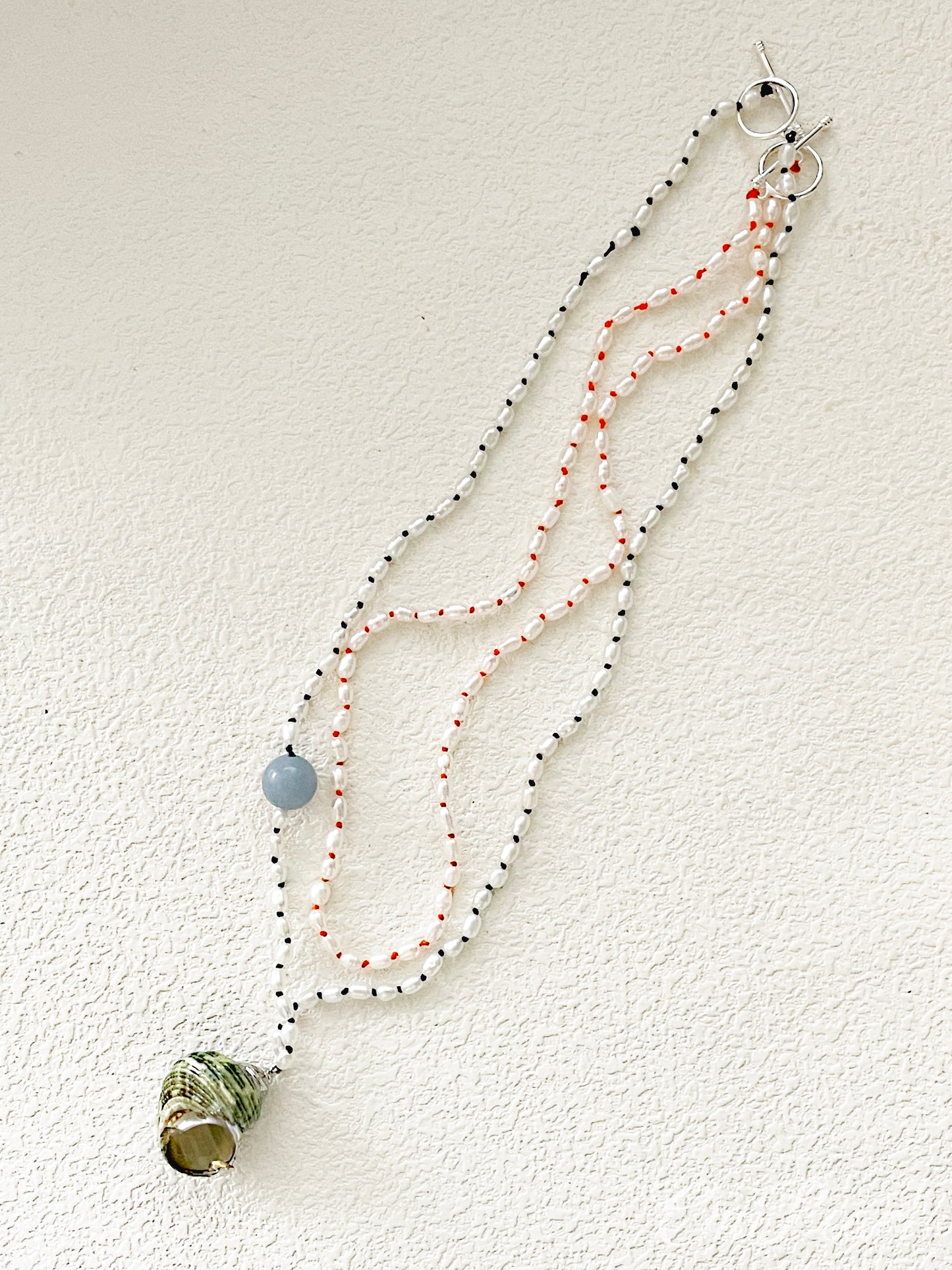 OuiPearl Colored Knot Necklace 彩色繩結天然珍珠項鏈（鏈長41CM）