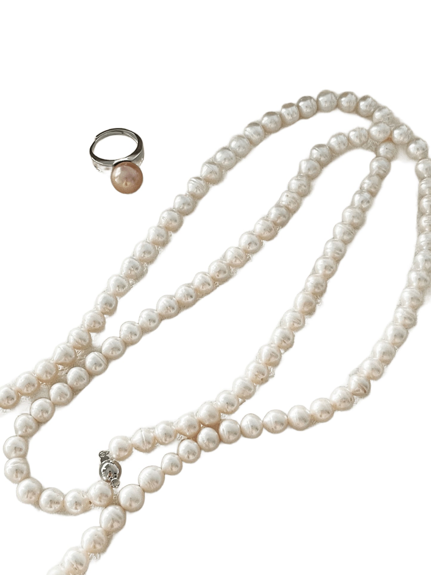 OuiPearl thread Necklace 螺紋珍珠純銀項鏈（鏈長100CM）