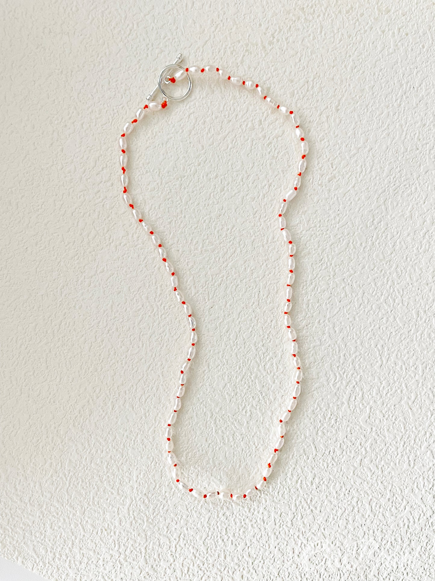 OuiPearl Colored Knot Necklace 彩色繩結天然珍珠項鏈（鏈長41CM）