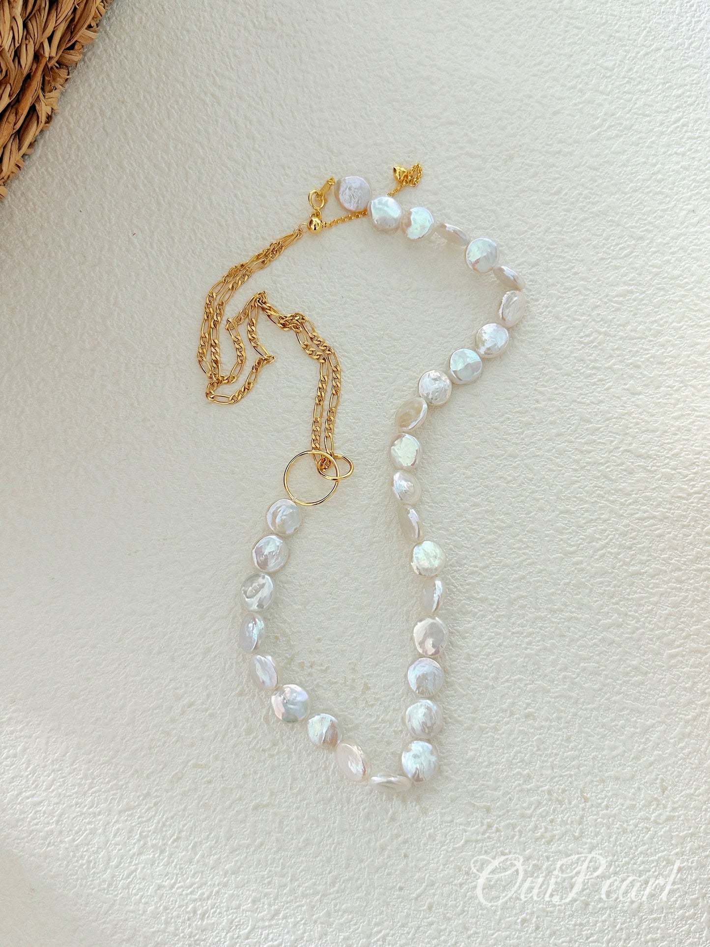 OuiPearl Baroque Necklace 雙圈小圓巴洛克珍珠注金項鏈（鏈長44+5CM）