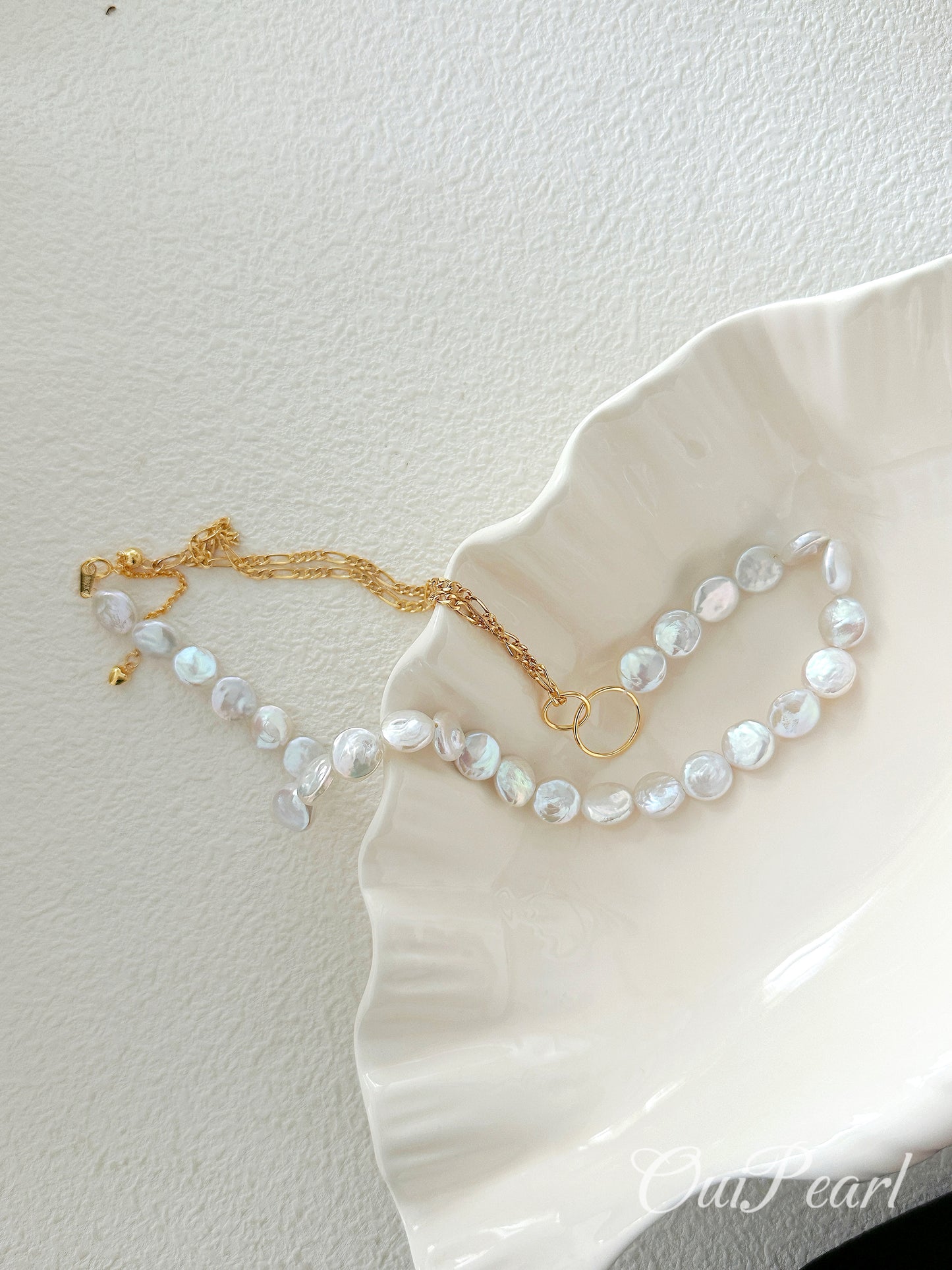 OuiPearl Baroque Necklace 雙圈小圓巴洛克珍珠注金項鏈（鏈長44+5CM）