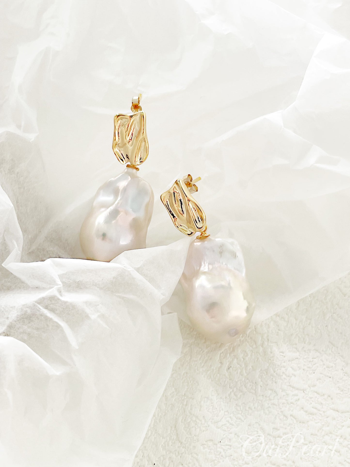 OuiPearl Baroque Earring 「玫瑰俏佳人系列」 優質大巴洛克S925純銀耳環耳釘