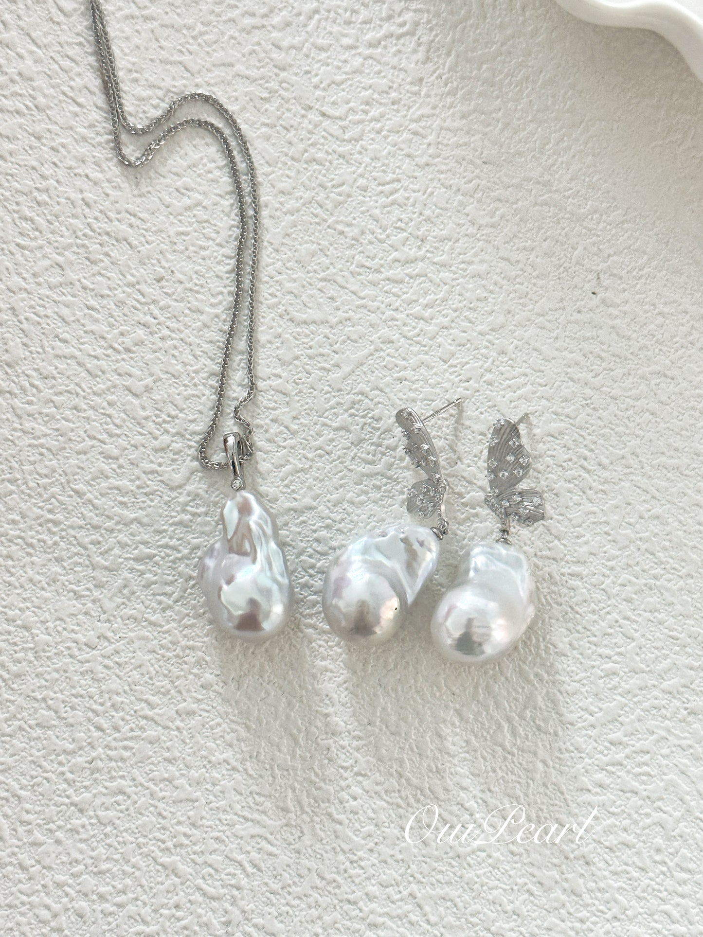 OuiPearl Baroque Earring 天使之翼系列 大巴洛克S925純銀耳環耳釘