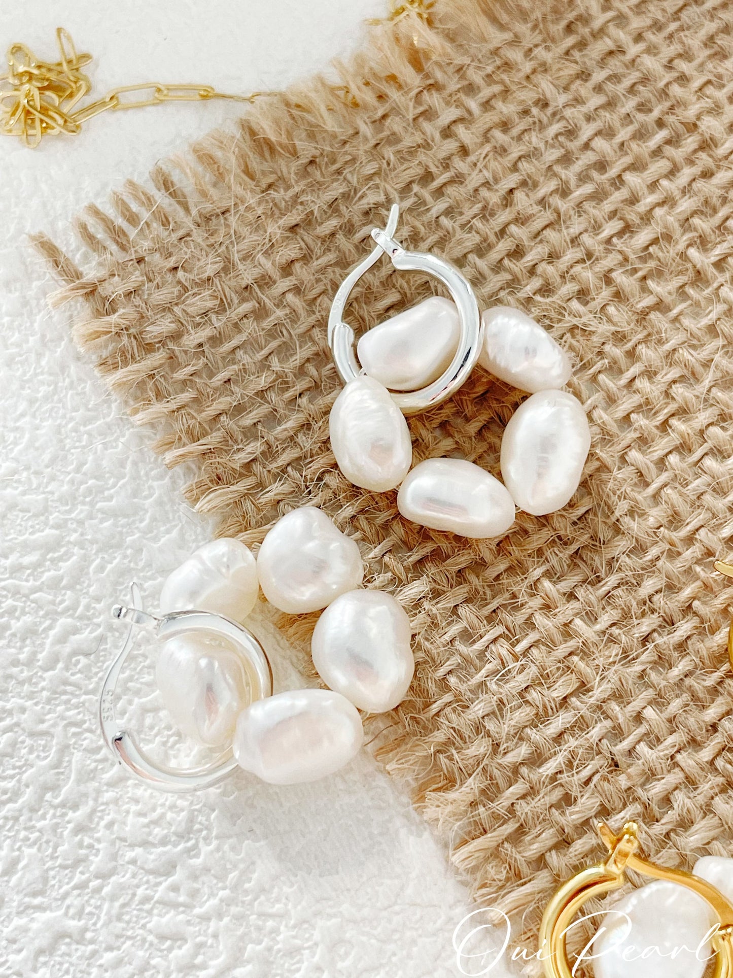 OuiPearl Natural Earring 天然珍珠花朵純銀耳環耳釘