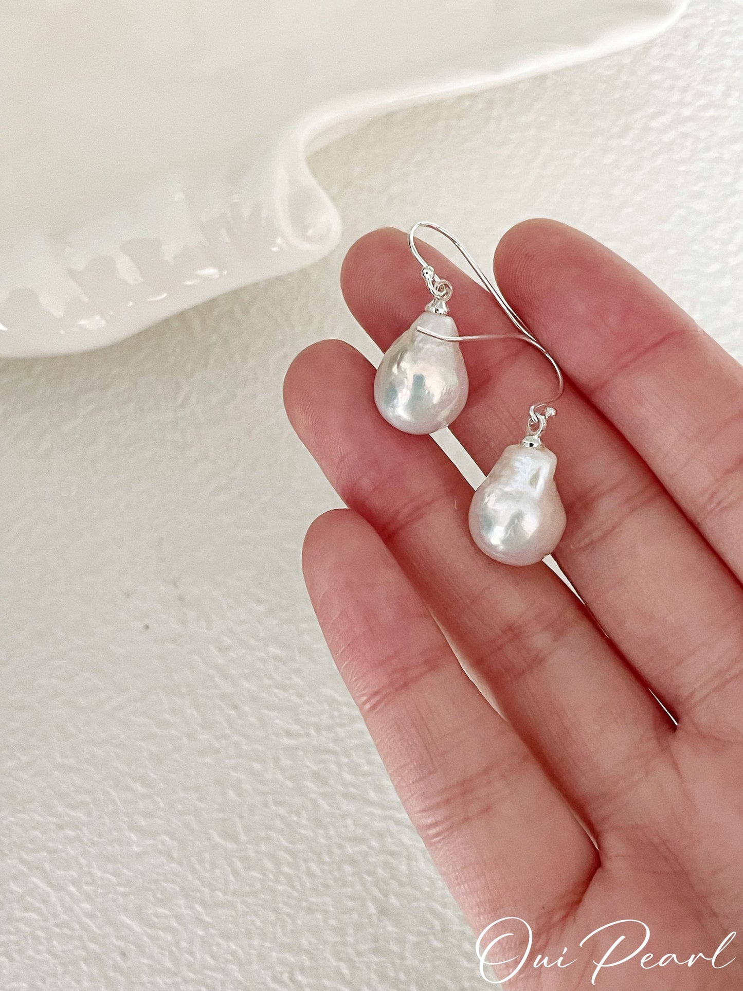 OuiPearl Baroque Earring  巴洛克流銀 錫紙大巴洛克純銀耳環耳釘