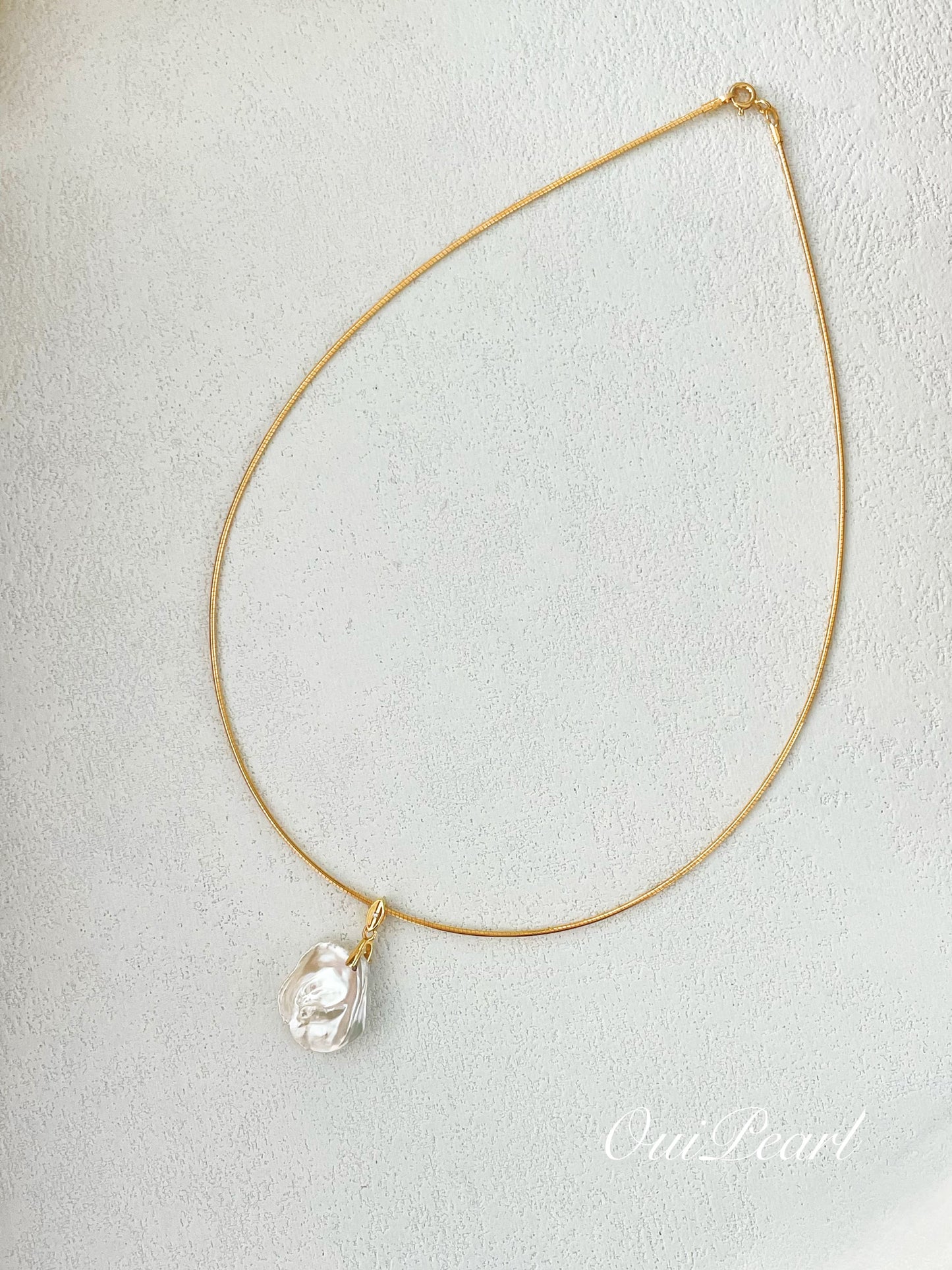 OuiPearl Baroque Necklace 優雅花瓣項圈S925銀吊墜項鏈（鏈長40CM）