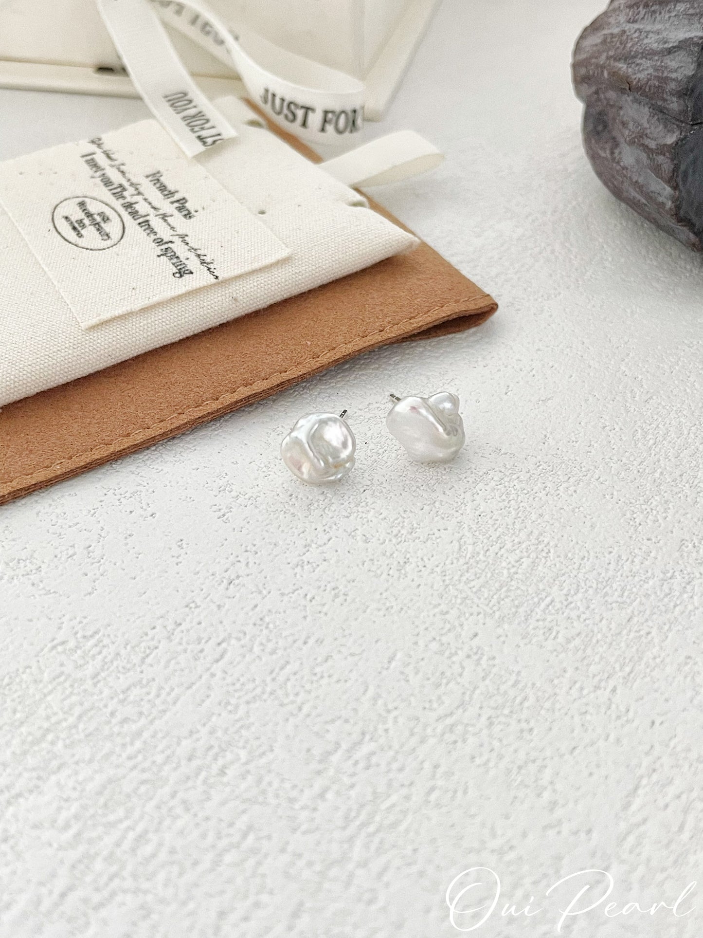 OuiPearl Baroque Earring 藍雪澳白色keshi耳環耳釘