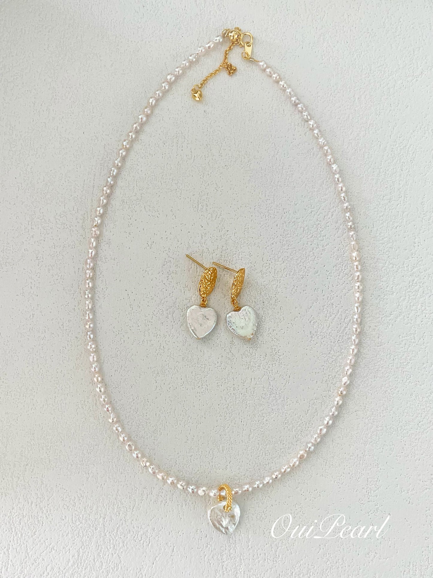 OuiPearl Love Earring少女係列復古愛心巴洛克珍珠耳環 銀鍍18K