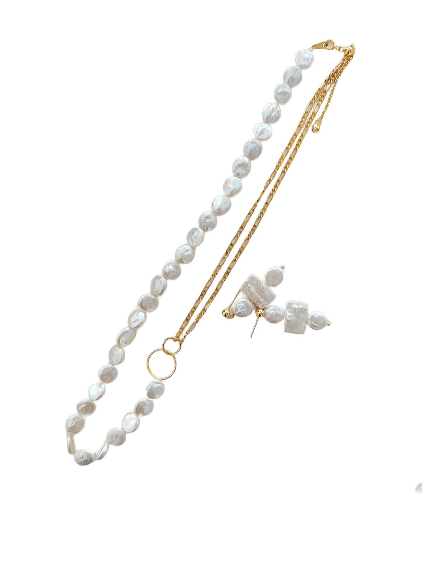 OuiPearl Baroque Necklace 雙圈小圓巴洛克珍珠注金項鏈（鏈長44+5CM）