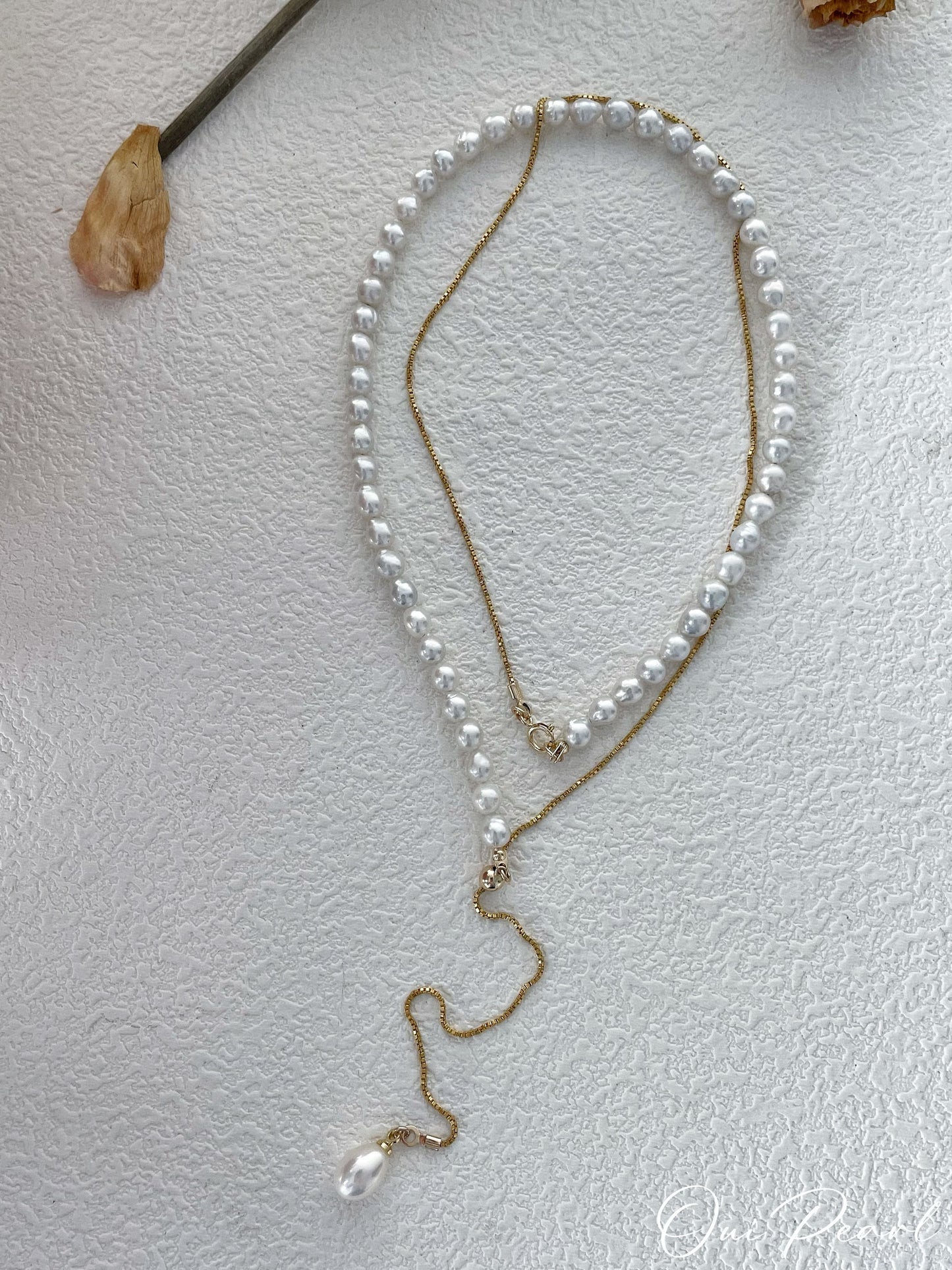 OuiPearl Pearl Necklace U型珍珠注金長項鏈