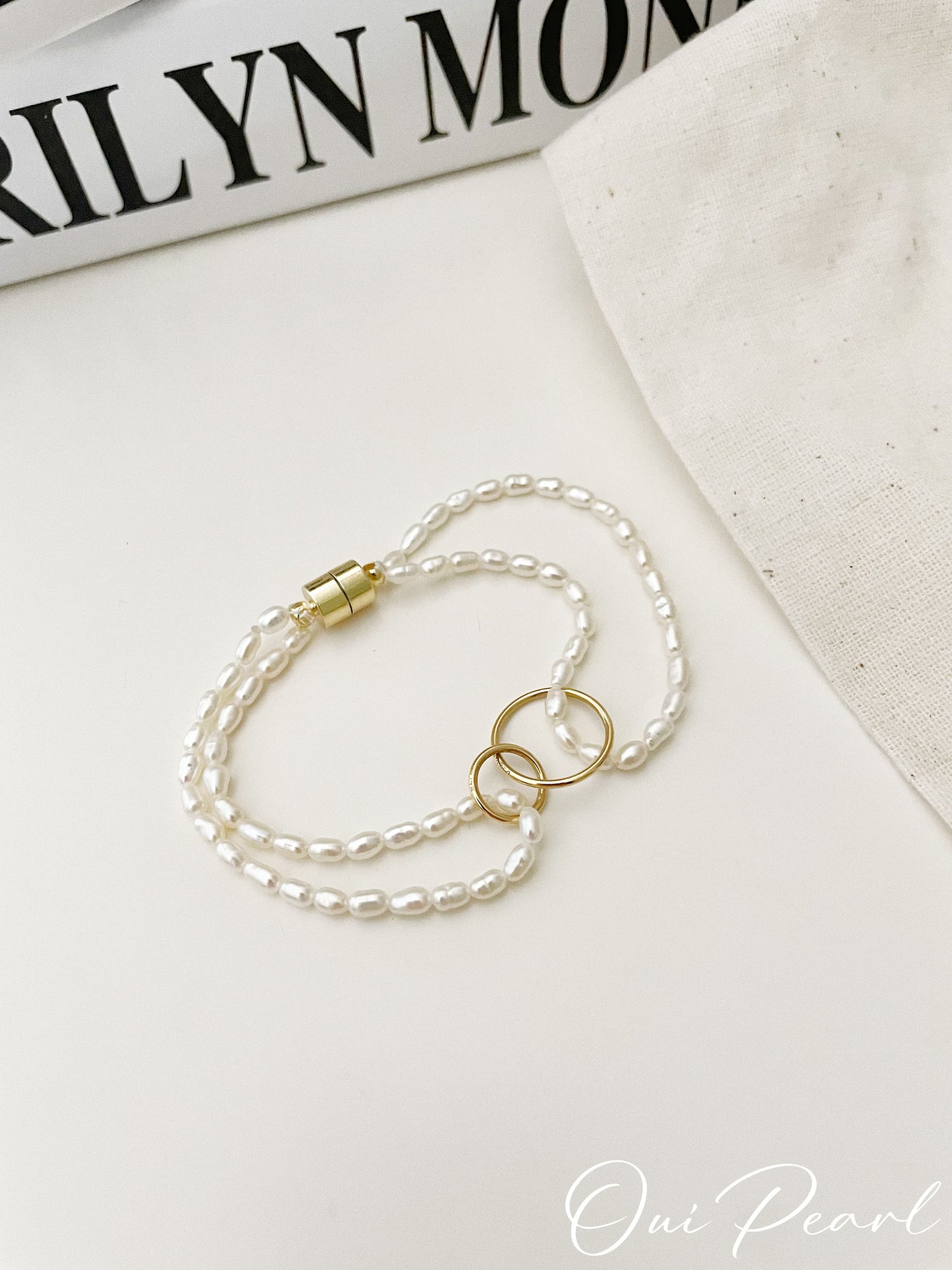 OuiPearl Natural Bracelet 時尚俏佳人系列 大小圈天然雙圈珍珠手鏈