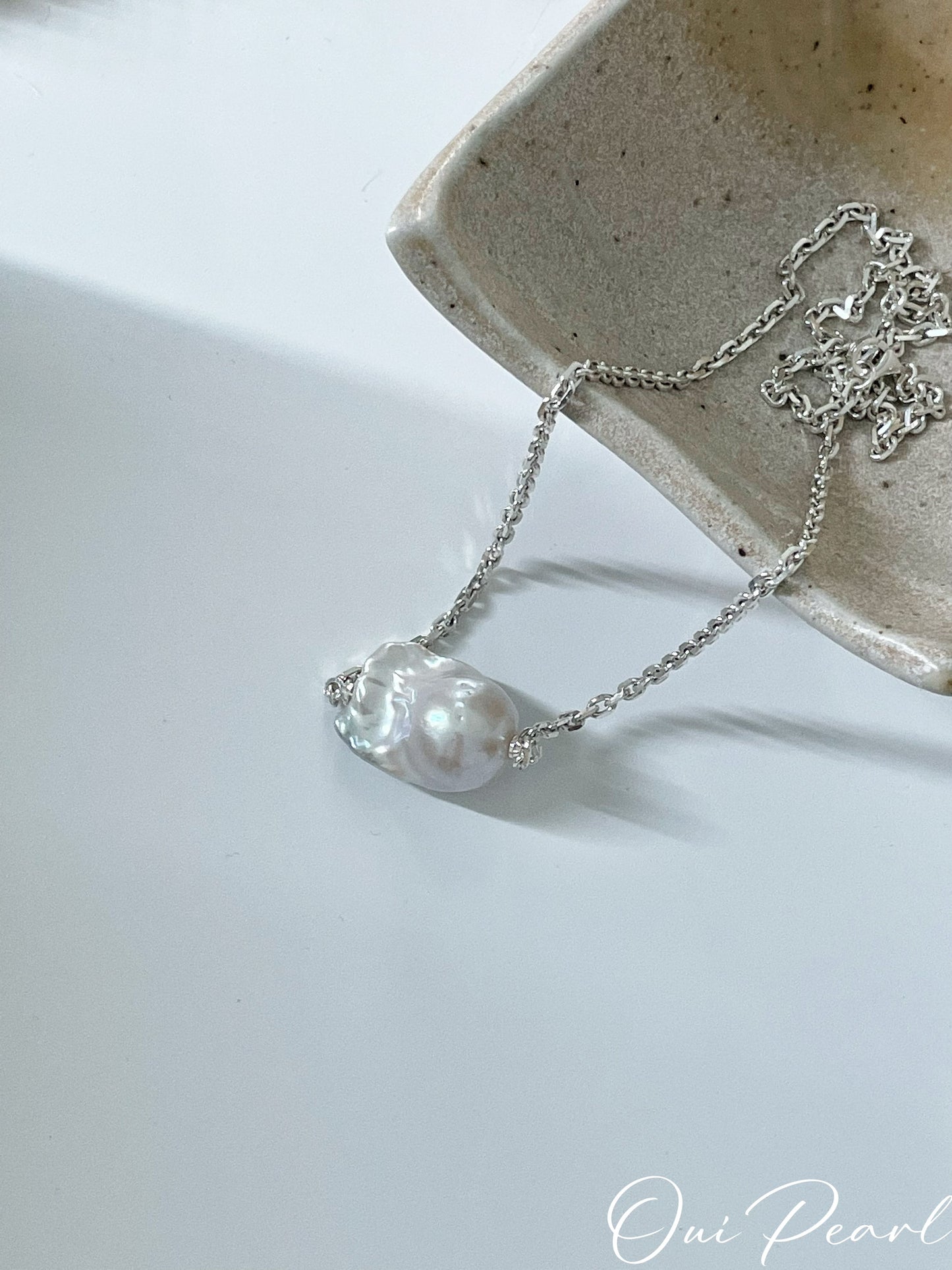 OuiPearl Baroque Necklace 大巴洛克珍珠純銀吊墜項鏈（鏈長45CM）