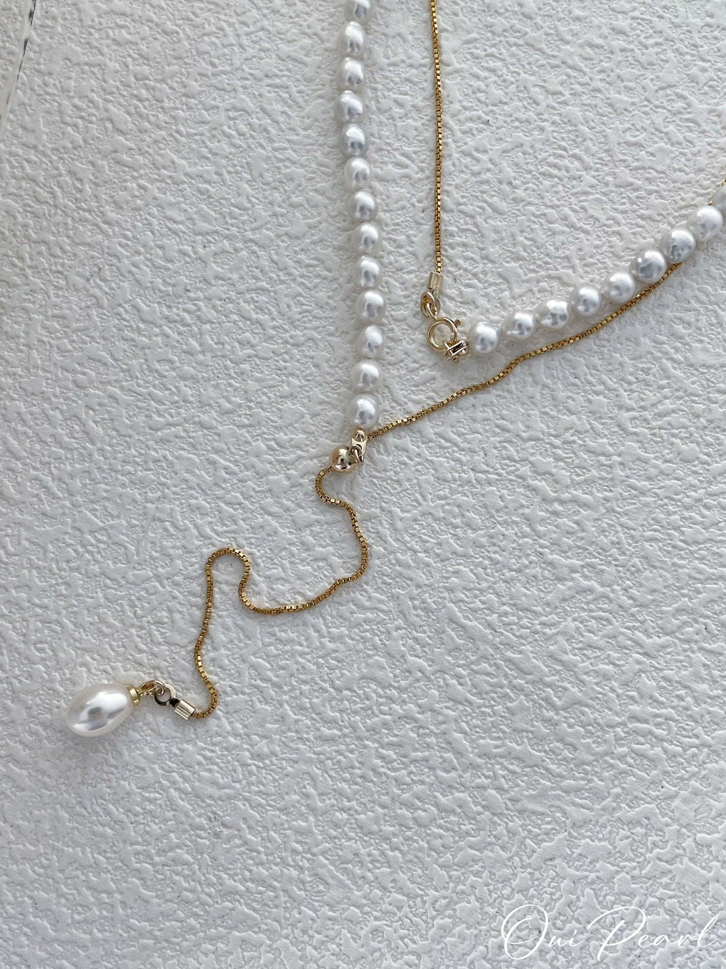 OuiPearl Pearl Necklace U型珍珠注金長項鏈