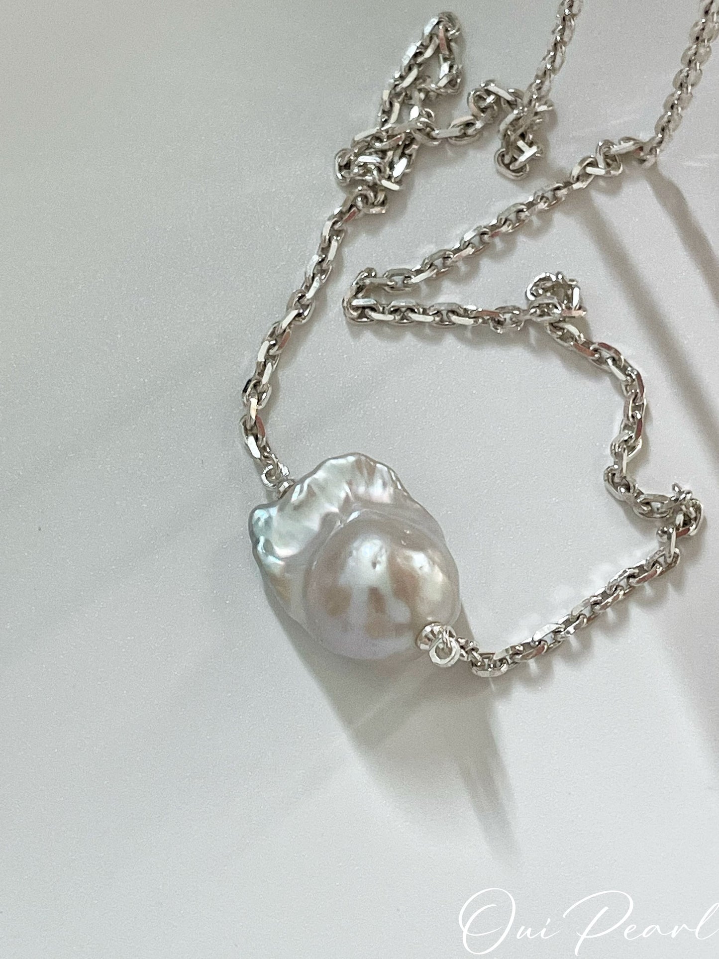 OuiPearl Baroque Necklace 大巴洛克珍珠純銀吊墜項鏈（鏈長45CM）