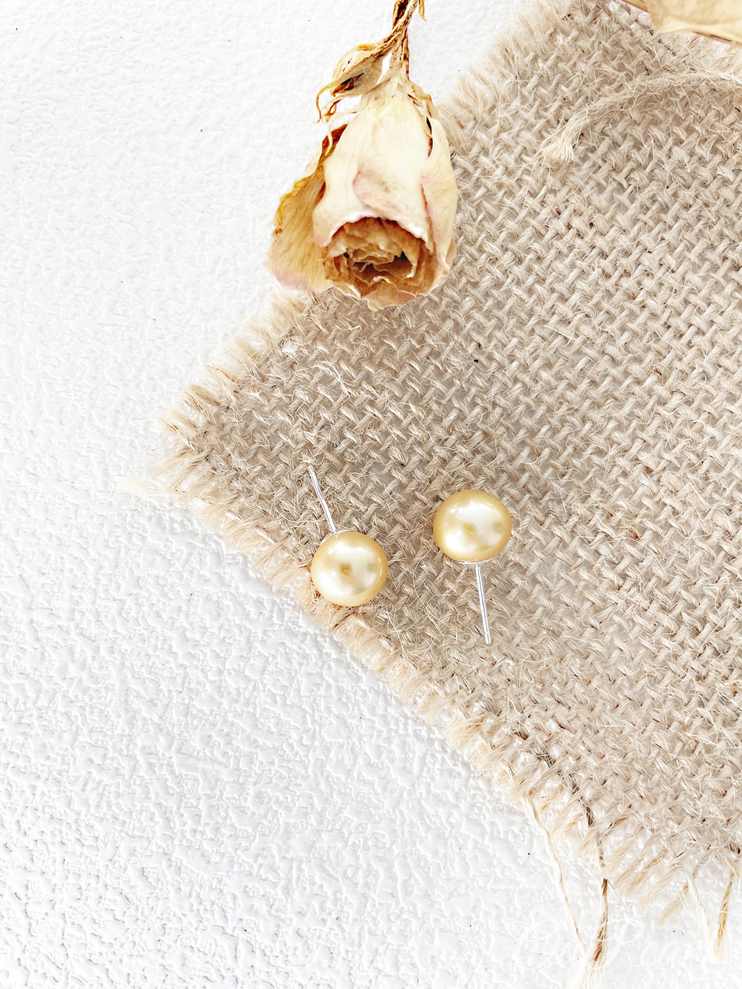 OuiPearl Freshwater Earring 南洋金珠平替款 金珠淡水無核天然珍珠純銀耳環耳釘