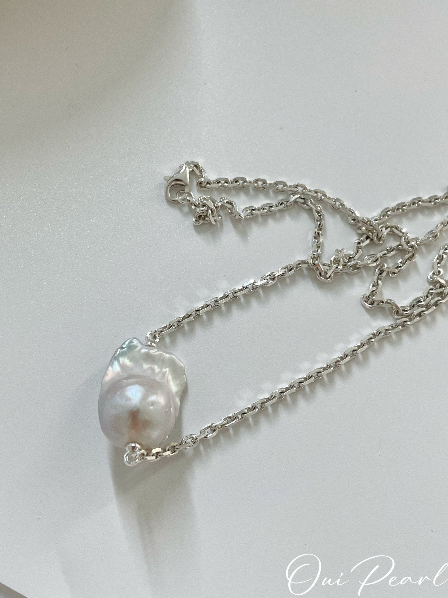 OuiPearl Baroque Necklace 大巴洛克珍珠純銀吊墜項鏈（鏈長45CM）