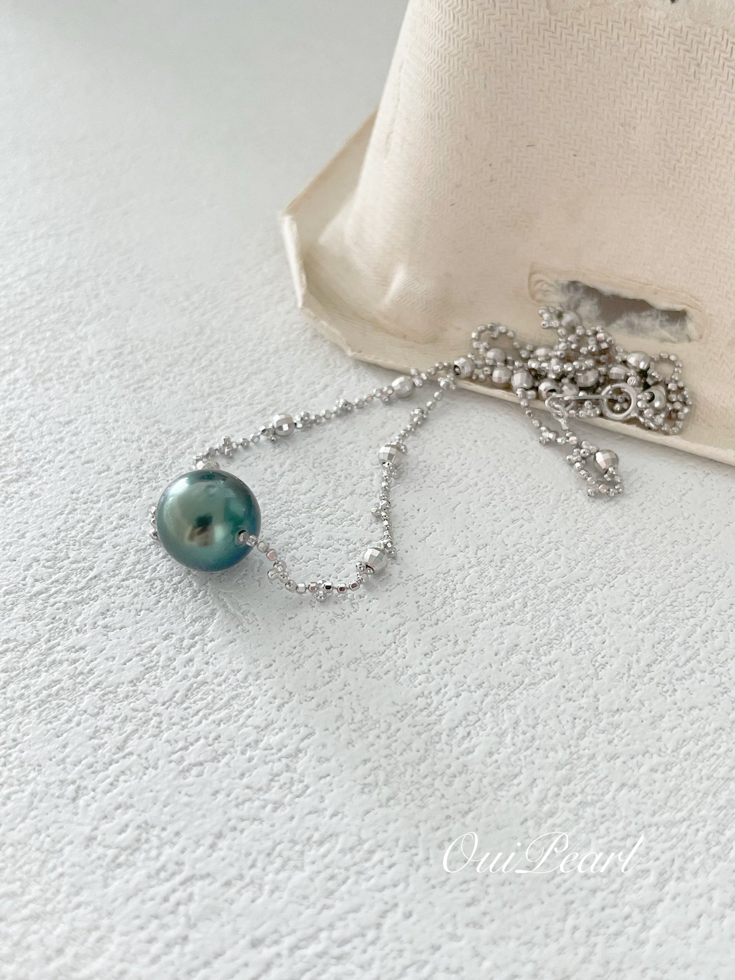 OuiPearl Saltwater Tahitian Pearl Necklace 夜幕系列 海水大溪地純銀珍珠項鏈 （鏈長40+5CM）