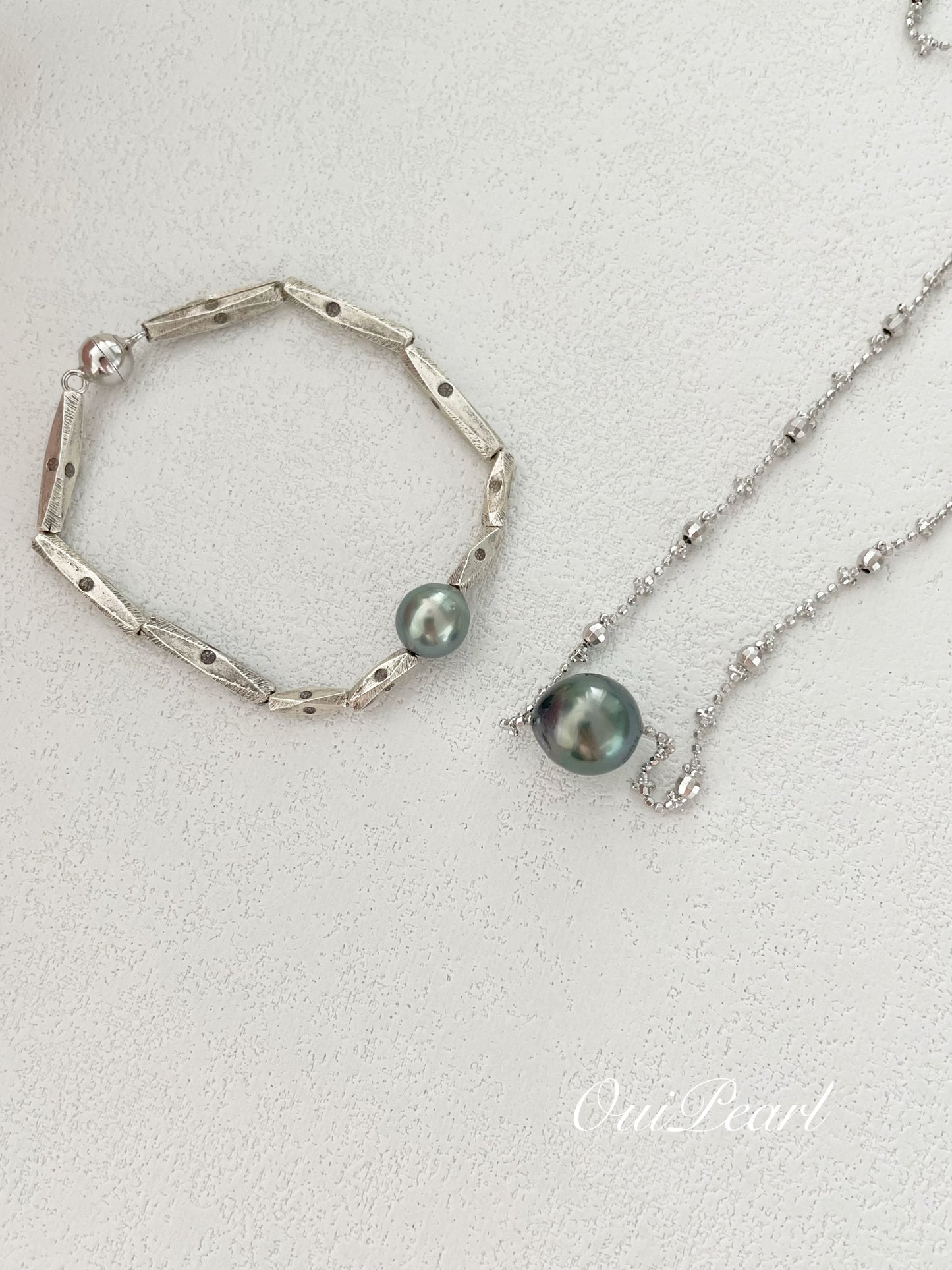 OuiPearl Saltwater Tahitian Pearl Necklace 夜幕系列 海水大溪地純銀珍珠項鏈 （鏈長40+5CM）