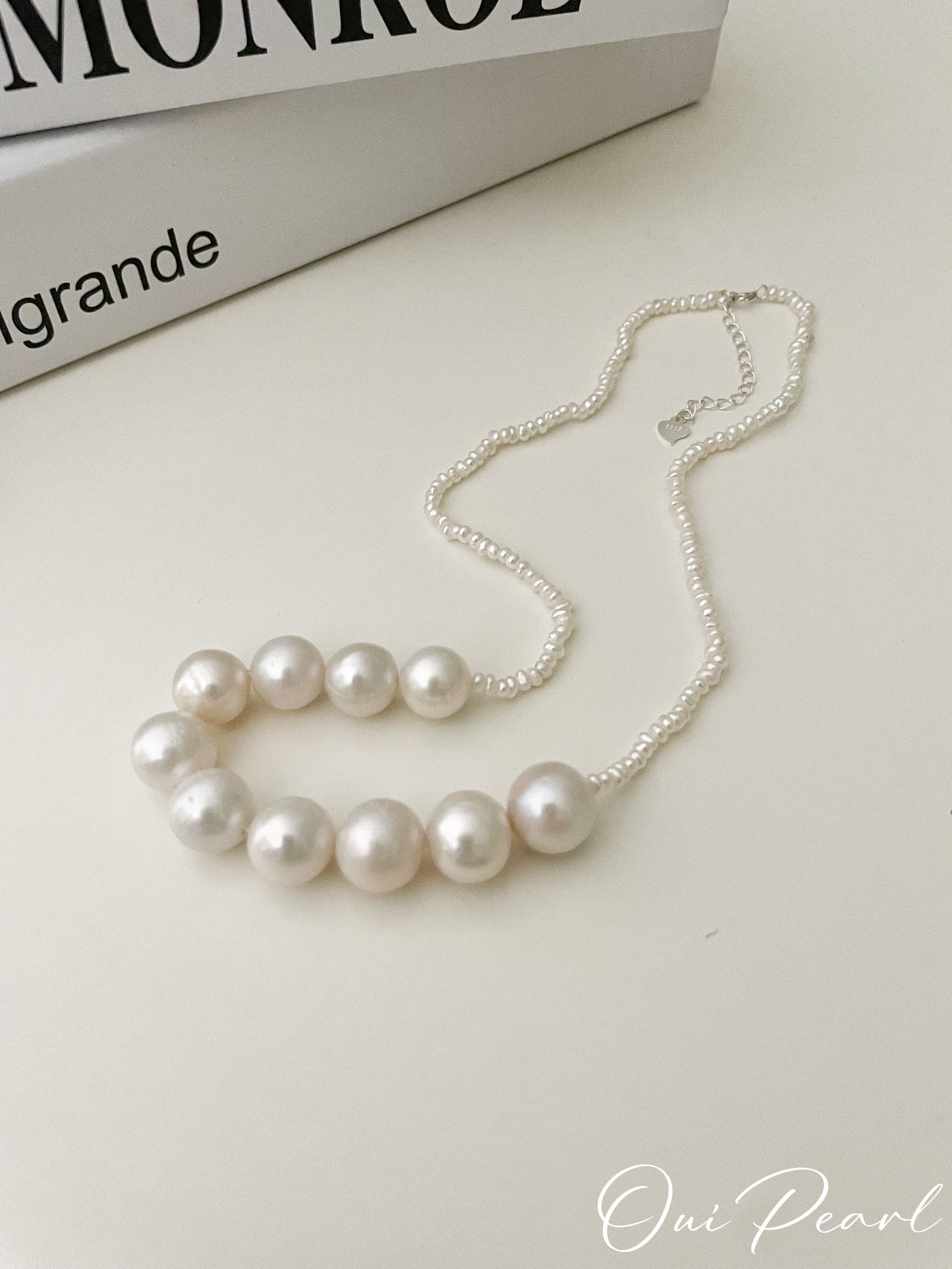 OuiPearl smile Necklace 愛迪生微笑天然珍珠純銀吊墜項鏈（鏈長38+5CM）