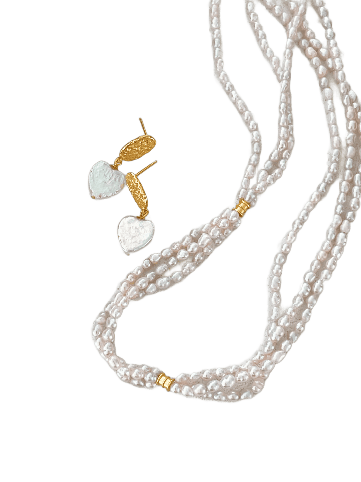 OuiPearl Romantic Necklace 奧黛麗赫本法式浪漫櫻花粉三層珍珠項鏈頸鏈 （鏈長38+5CM）