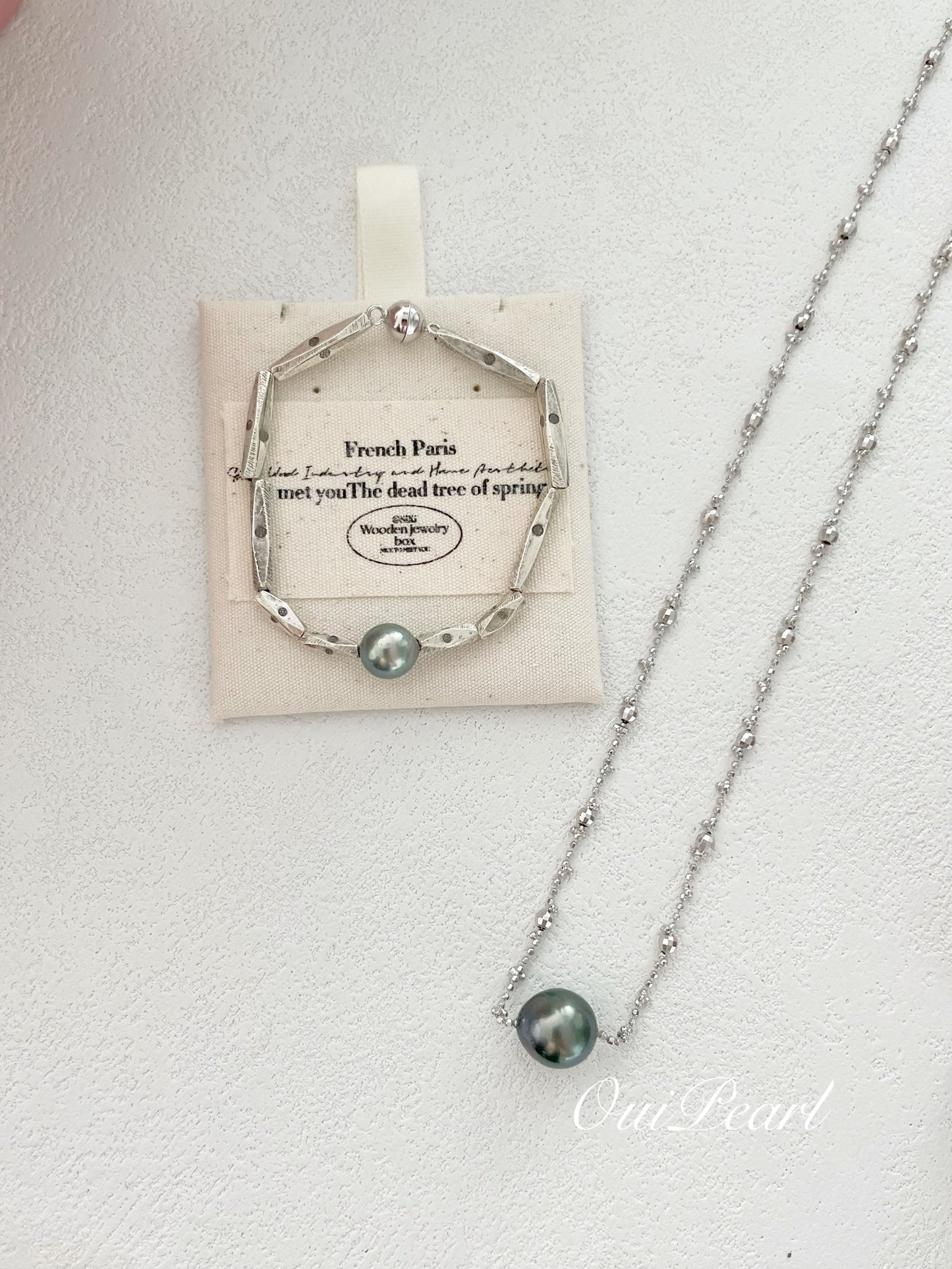 OuiPearl Saltwater Tahitian Pearl Necklace 夜幕系列 海水大溪地純銀珍珠項鏈 （鏈長40+5CM）